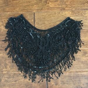 Black Beaded Fringe Collar